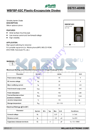 DS751-40WB datasheet - WBFBP-02C Plastic-Encapsulate Diodes