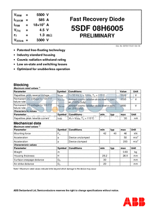 5SDF08H6005 datasheet - Fast Recovery Diode