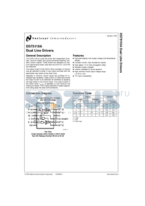 DS75110 datasheet - Dual Line Drivers