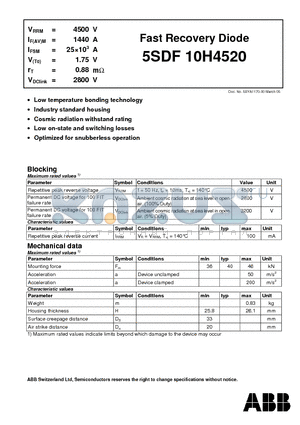5SDF10H4520 datasheet - Fast Recovery Diode