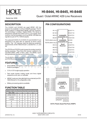 HI-8445PSI-10 datasheet - Quad / Octal ARINC 429 Line Receivers