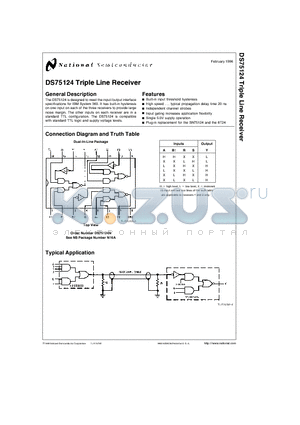 DS75124 datasheet - Triple Line Receiver