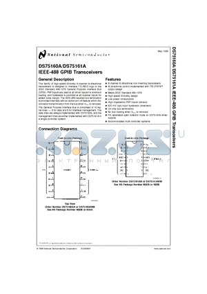 DS75160A datasheet - IEEE-488 GPIB Transceivers