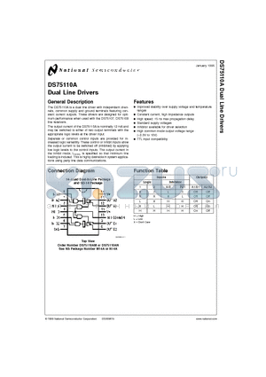 DS75110AN datasheet - Dual Line Drivers