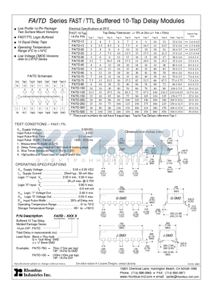 FAITD-12 datasheet - FAITD Series FAST / TTL Buffered 10-Tap Delay Modules