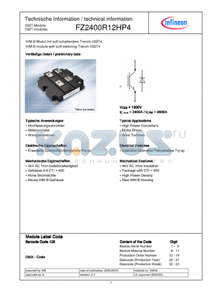 FZ2400R12HP4 datasheet - IHM-B module with soft-switching Trench-IGBT4