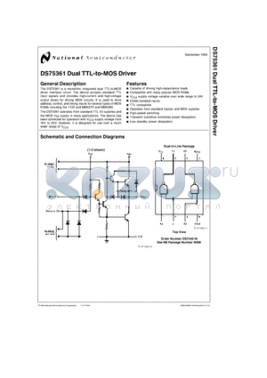 DS75361 datasheet - Dual TTL-to-MOS Driver