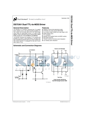 DS75361N datasheet - Dual TTL-to-MOS Driver