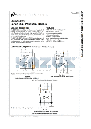 DS75453M datasheet - Series Dual Peripheral Drivers