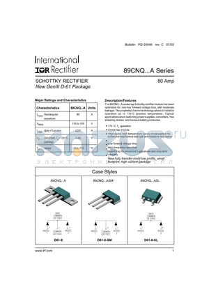 89CNQ datasheet - SCHOTTKY RECTIFIER