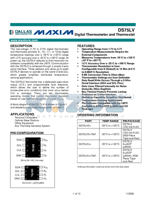 DS75LV_0611 datasheet - Digital Thermometer and Thermostat