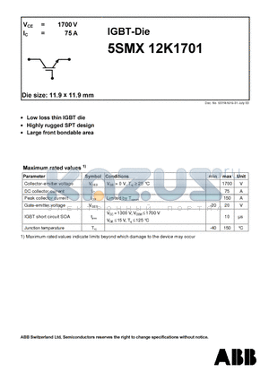 5SMX12K1701 datasheet - IGBT-Die