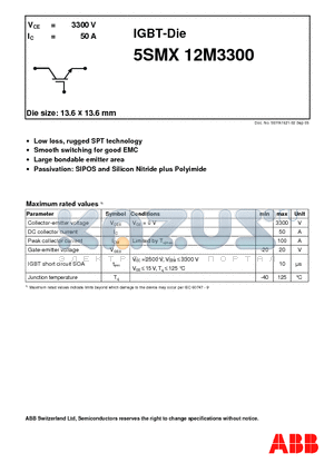 5SMX12M3300 datasheet - IGBT-Die