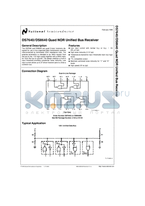 DS7640 datasheet - Quad NOR Unified Bus Receiver