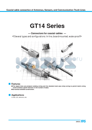 GT14-2P-DS datasheet - Coaxial cable connection of Antennas, Sensors, and Communication Trunk Lines