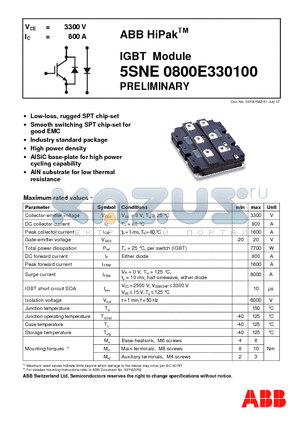 5SNE0800E3301 datasheet - IGBT Module