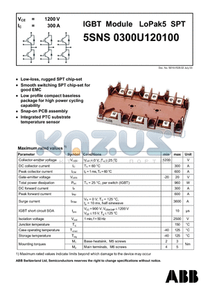 5SNS0300U1201 datasheet - IGBT Module LoPak5 SPT