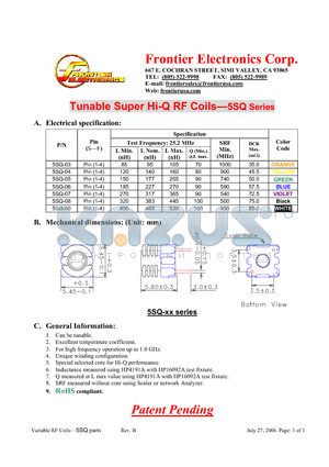 5SQ-03 datasheet - Tunable Super Hi-Q RF Coils