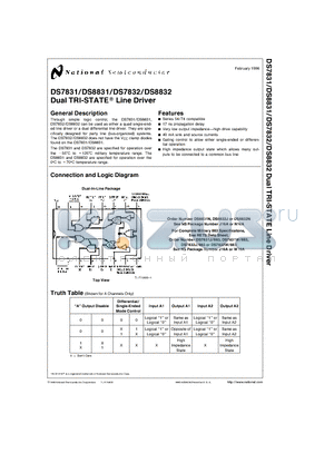 DS7831 datasheet - Dual TRI-STATE Line Driver