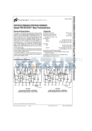 DS7835 datasheet - Quad TRI-STATE Bus Transceivers