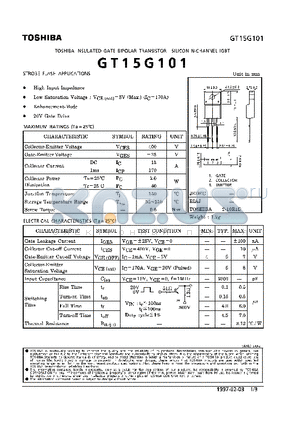 GT15G101 datasheet - N CHANNEL IGBT (STROBE FLASH APPLICATIONS)