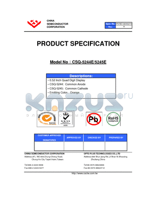 CSQ-5245E datasheet - 0.52 Inch Quad Digit Display