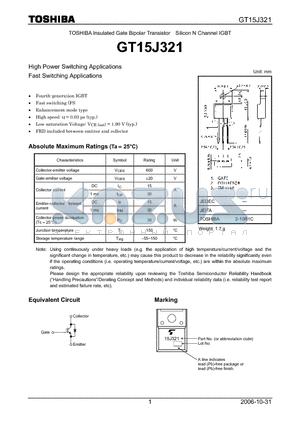 GT15J321_06 datasheet - Silicon N Channel IGBT High Power Switching Applications