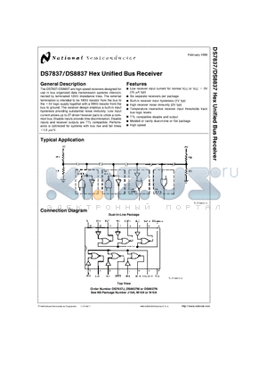 DS7837J datasheet - Hex Unified Bus Receiver