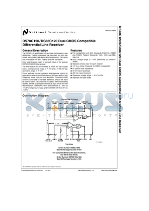 DS78C120J/883 datasheet - Dual CMOS Compatible Differential Line Receiver