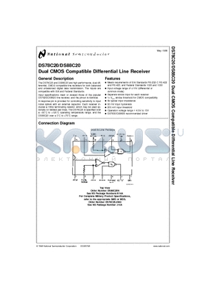 DS78C20 datasheet - Dual CMOS Compatible Differential Line Receiver