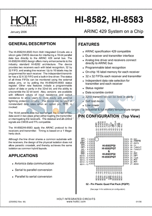 HI-8582 datasheet - ARINC 429 System on a Chip