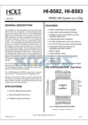 HI-8582CJI datasheet - ARINC 429 SYSTEM ON A CHIP