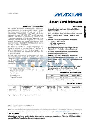 DS8005-RRX+ datasheet - Smart Card Intergace