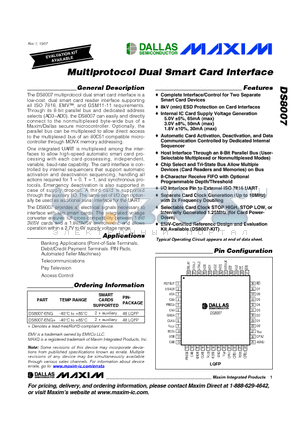 DS8007 datasheet - Multiprotocol Dual Smart Card Interface