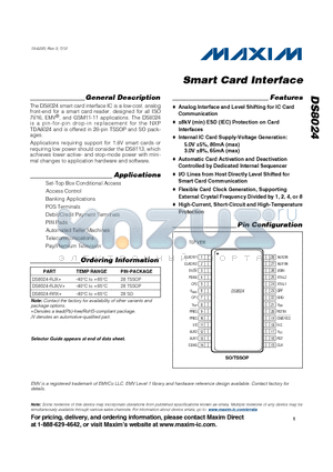 DS8024-RJX/V+ datasheet - Smart Card Interface