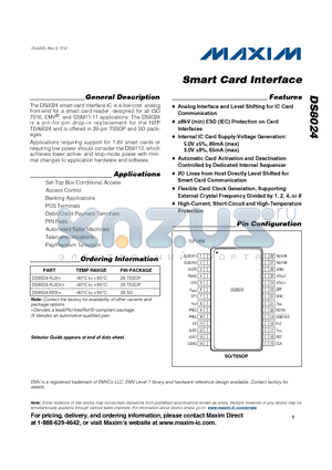 DS8024-RRX+ datasheet - Smart Card Interface