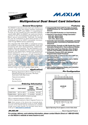 DS8007_11 datasheet - Multiprotocol Dual Smart Card Interface 8kV (min) ESD Protection on Card Interfaces