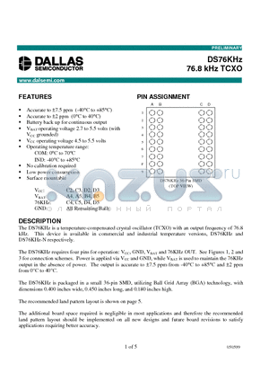 DS76KHZ datasheet - 76.8 kHz TCXO