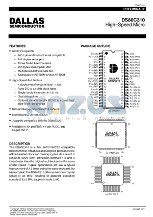 DS80C310-QCG datasheet - High-Speed Micro