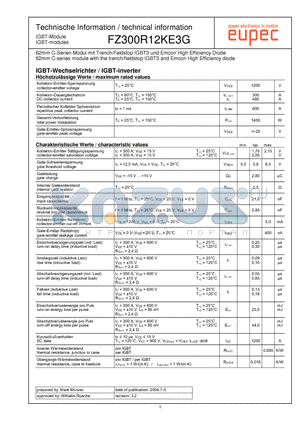 FZ300R12KE3G datasheet - Technische Information / technical information