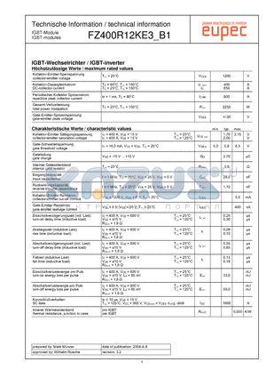 FZ400R12KE3_B1 datasheet - IGBT-modules