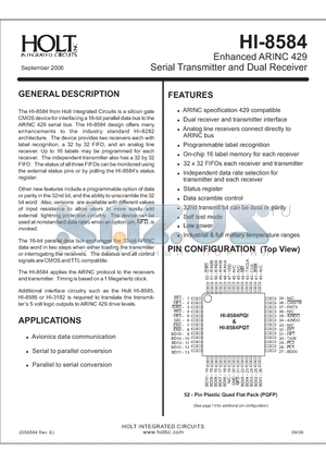 HI-8584CJIF datasheet - Enhanced ARINC 429 Serial Transmitter and Dual Receiver