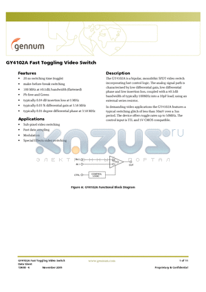 GY4102ACKA datasheet - Fast Toggling Video Switch