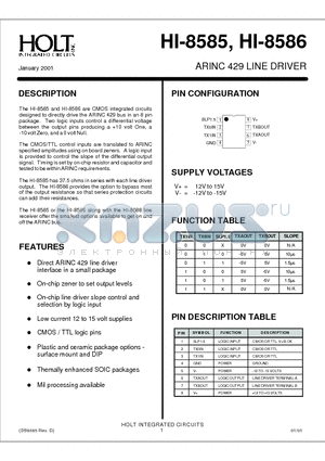 HI-8585CDM datasheet - ARINC 429 LIN DRIVER