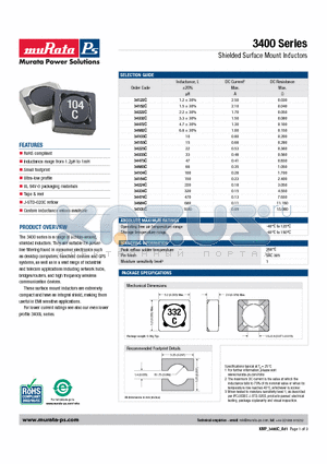 34122C datasheet - Shielded Surface Mount Inductors