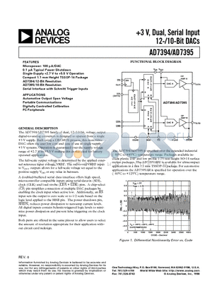 AD7394AN datasheet - 3 V, Dual, Serial Input 12-/10-Bit DACs