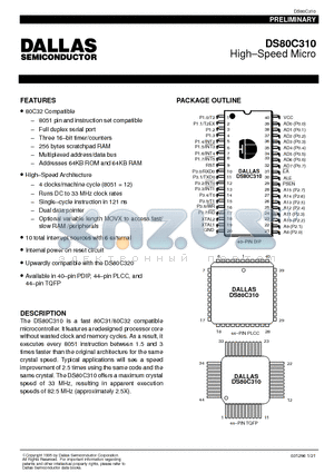 DS80C310-ECG datasheet - High-Speed Micro