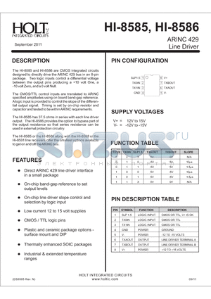 HI-8585PDIF datasheet - ARINC 429 Line Driver