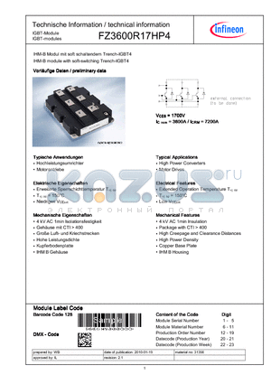 FZ3600R17HP4 datasheet - IHM-B module with soft-switching Trench-IGBT4