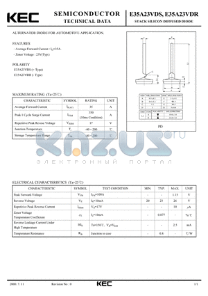 E35A21VBR datasheet - STACK SILICON DIFFUSED DIODE (ALTERNATOR DIODE FOR AUTOMOTIVE)